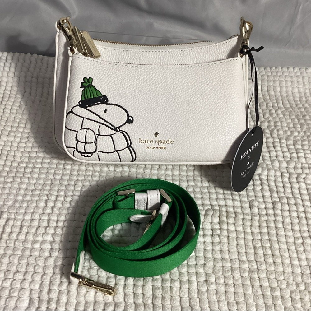 SOLD……..Kate Spade x Peanuts Snoopy White Leather Double Up Crossbody Bag - Picture 13 of 13